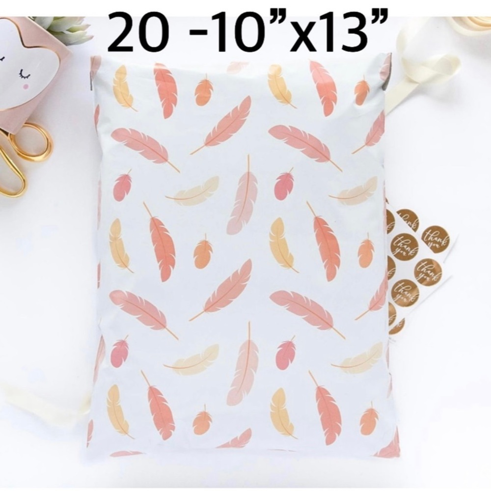 4/$20 -20 Feathers Poly mailer 10”x13”